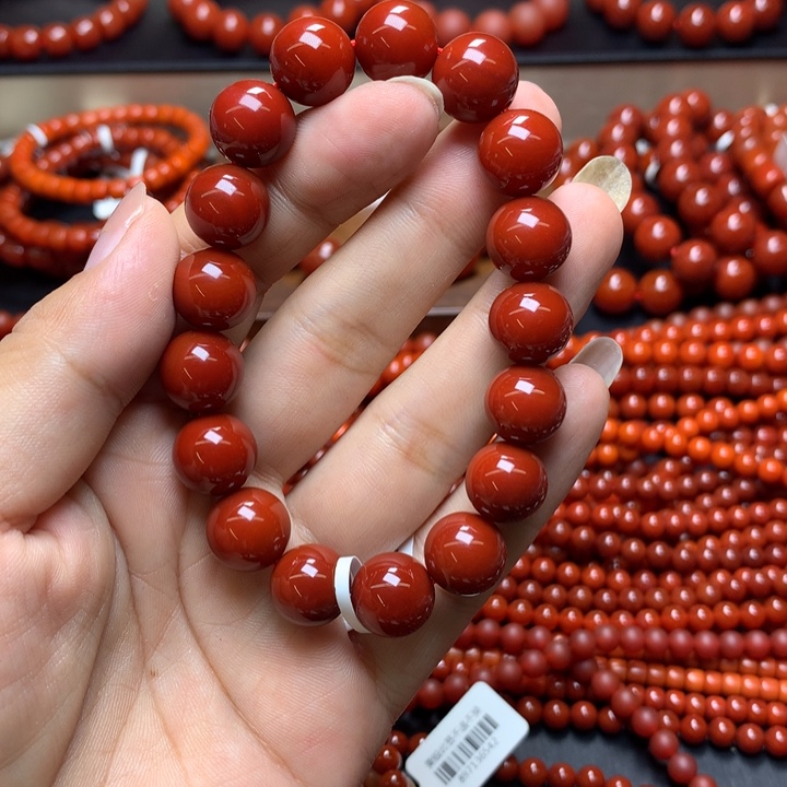 蜷***猫玛瑙/玉髓天然玛瑙单圈手串未镶嵌