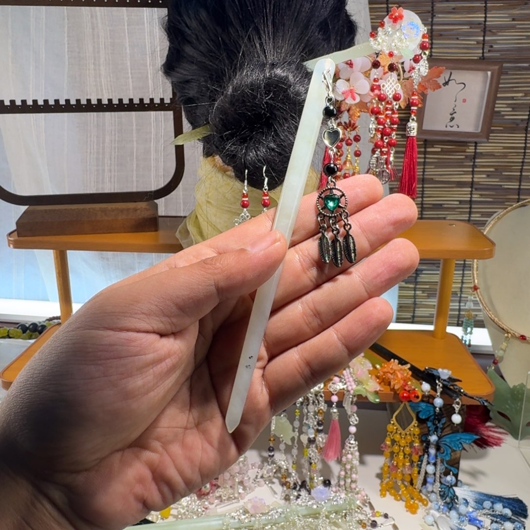 蛇纹石玉合金发饰