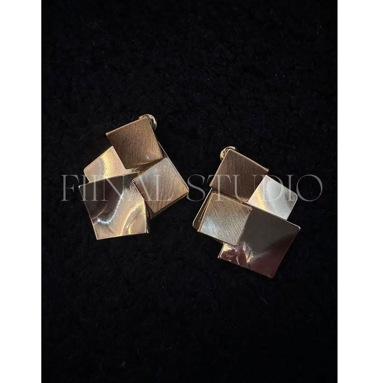 合金树脂耳饰 FIINAL《几何耳环》ins风商务风耳钉通用金色简约风
