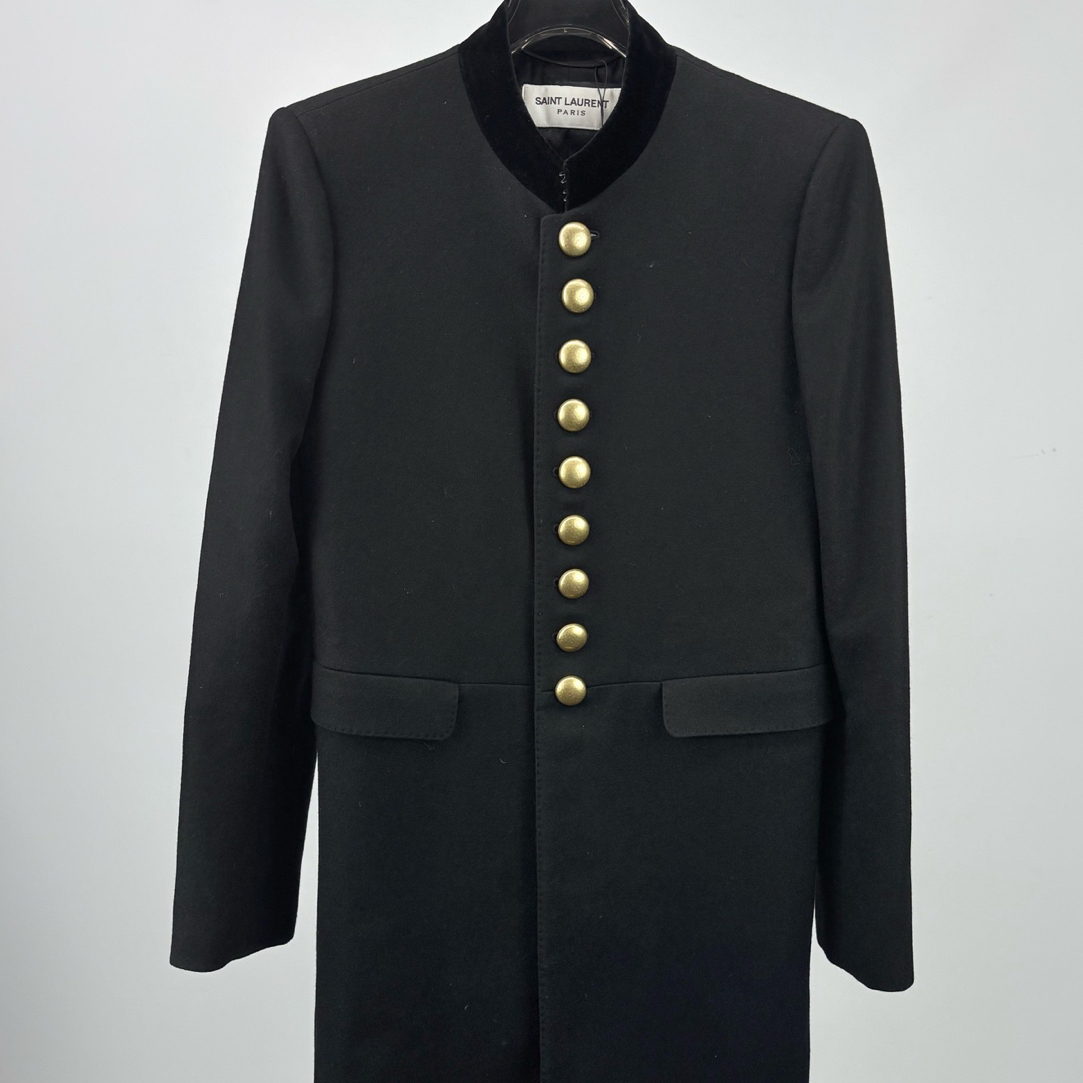 未使用 YSL/圣罗兰 SLP秀款宫廷立领羊毛大衣46码14352