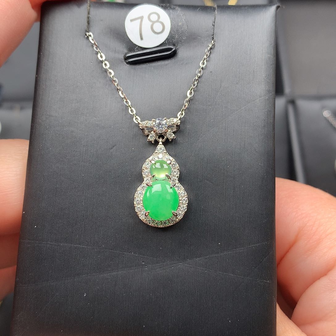 翡翠颈饰银S925镶嵌项链925