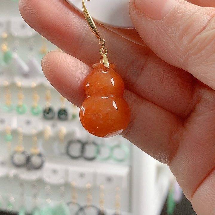 翡翠耳饰银S925镶嵌翡翠