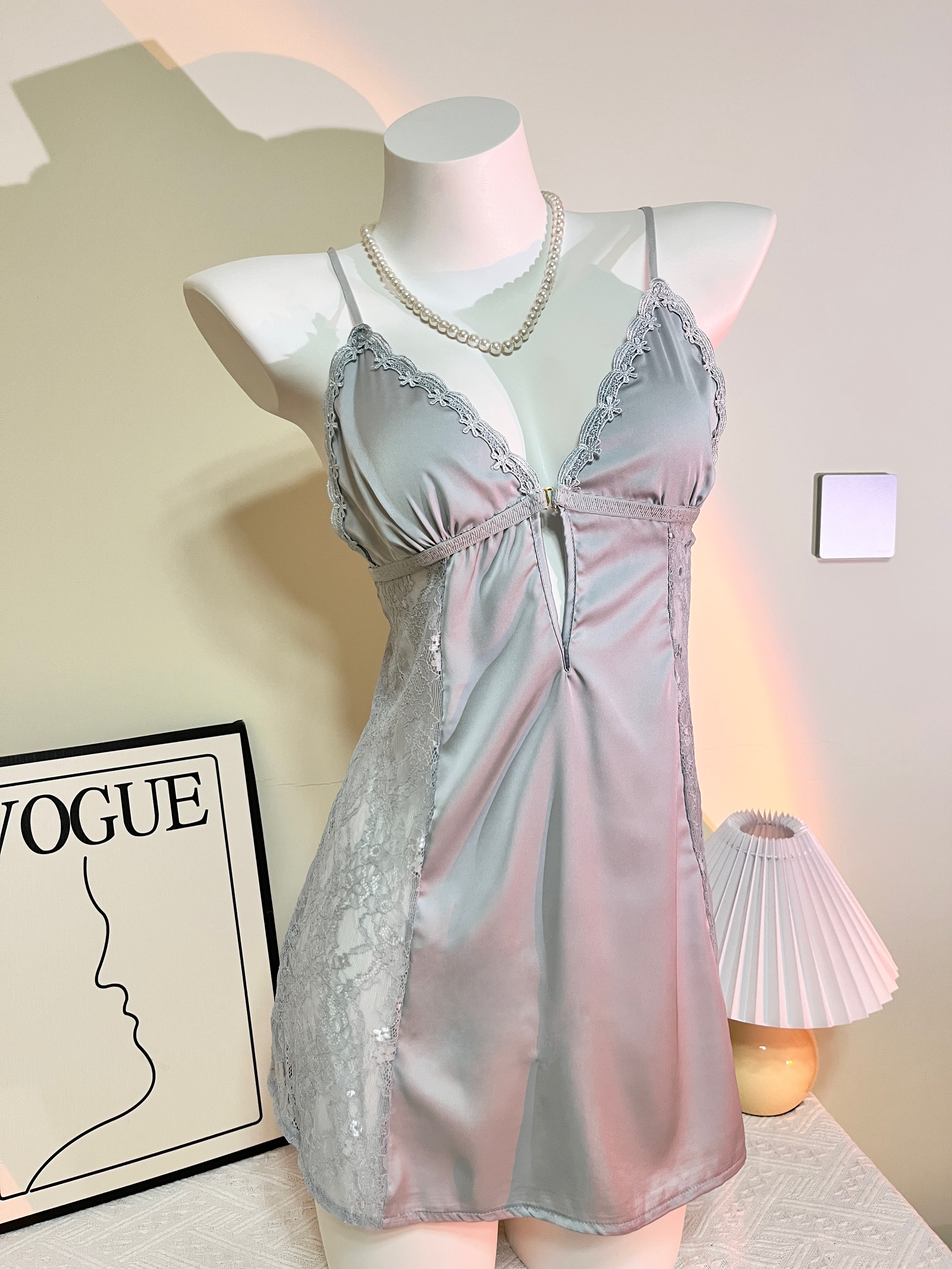 【初味 清冷感】吊带蕾丝睡衣小胸聚拢睡裙纯欲套装仙懿