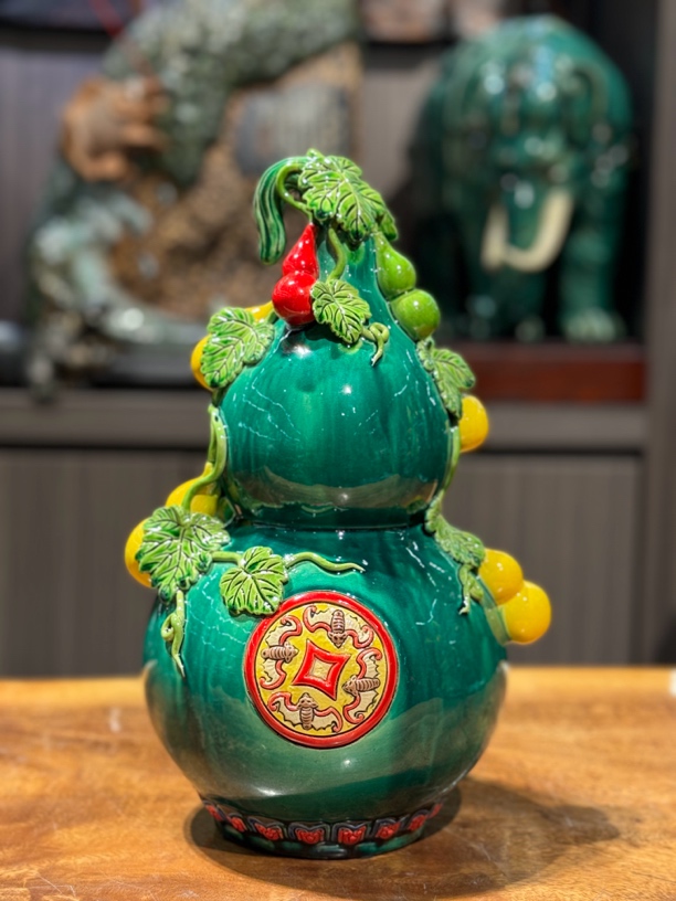 【招财福禄】陶瓷21*18*34家居玄关客厅公司会所礼品