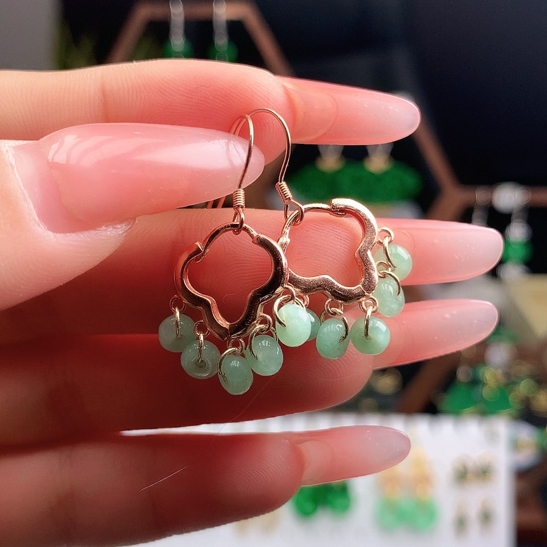 翡翠耳饰银S925镶嵌耳饰