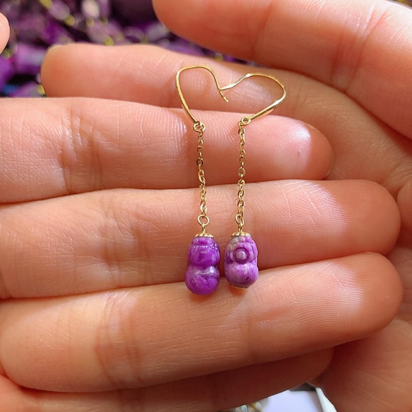 【闪购商品】苏纪石（舒俱来）耳钩18K金镶嵌珠*