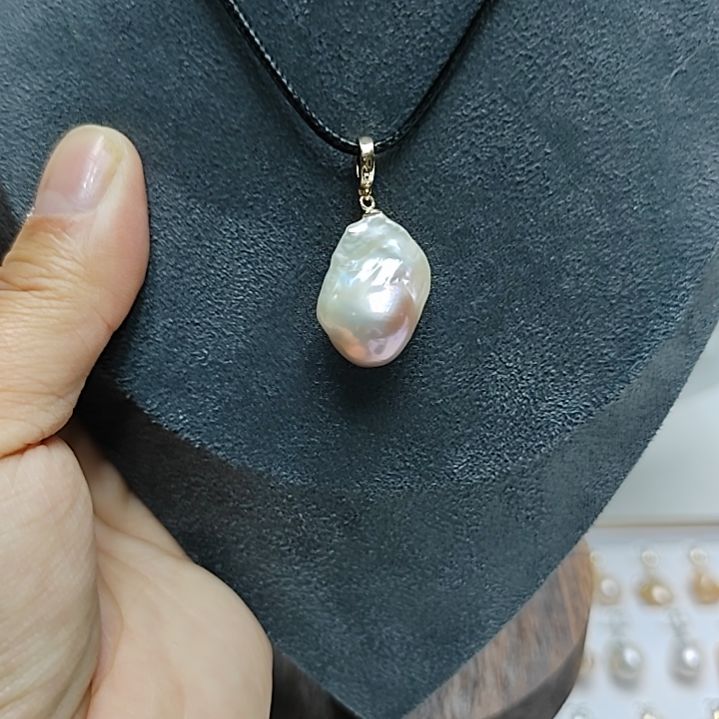 银S925镶嵌吊坠淡水珍珠