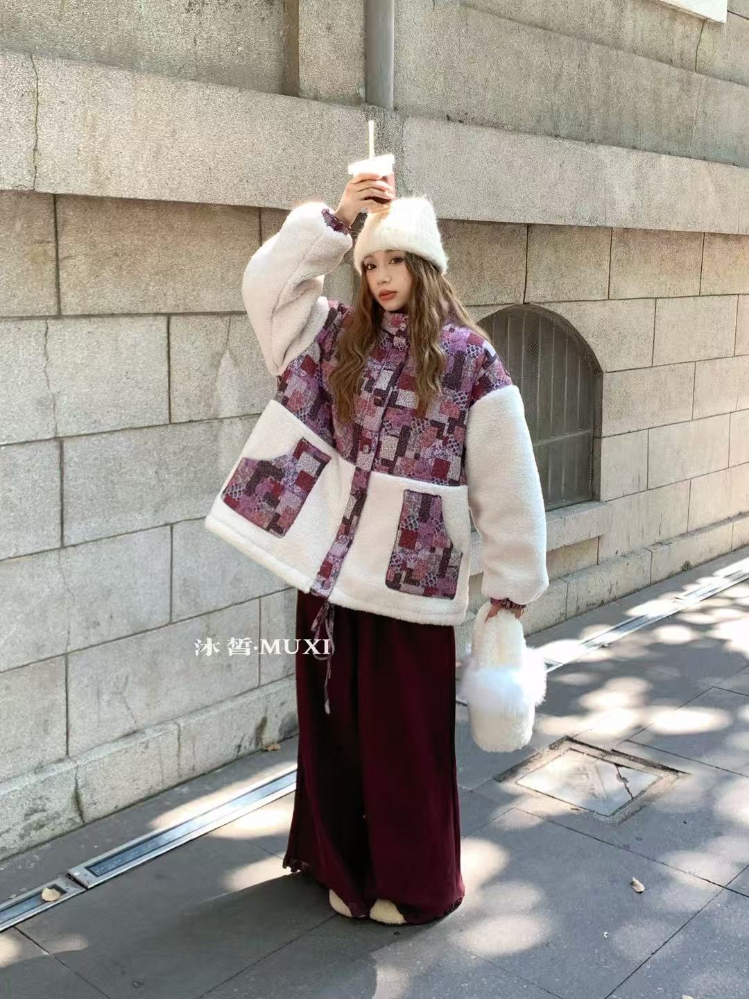 MX#20993#加绒加厚拼色棉服外套 FL