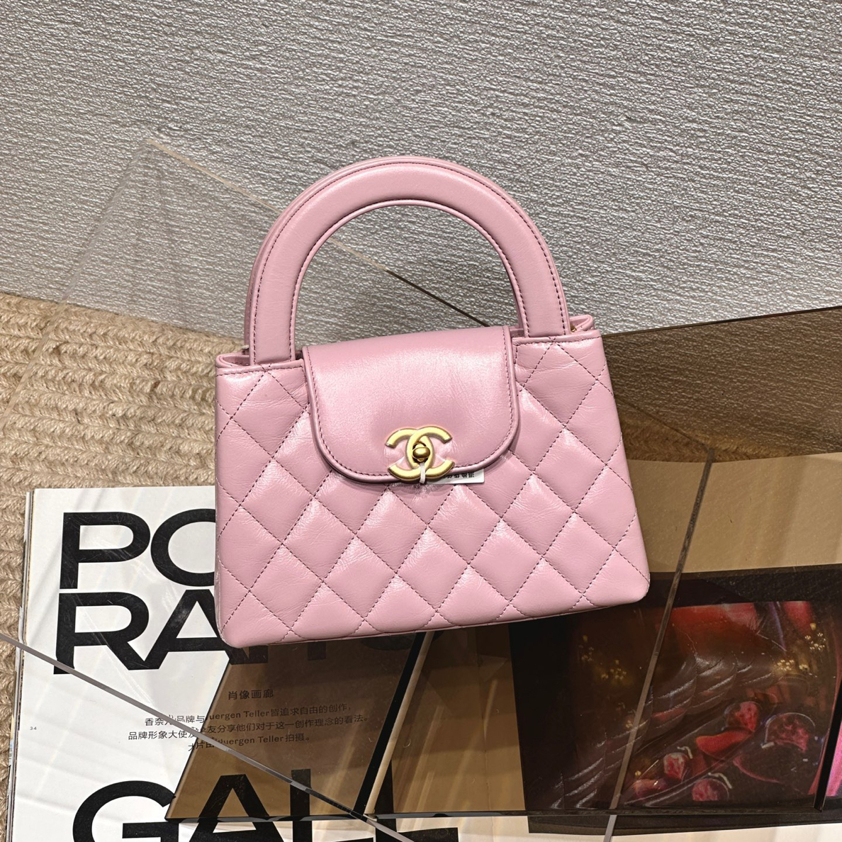 99新 Chanel/香奈儿 24A 樱花粉金扣牛皮kelly 大号