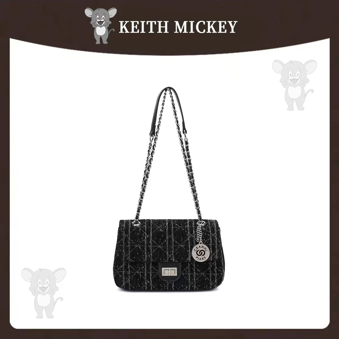 KEITH MICKEY/秋冬款潮流百搭单肩斜挎包KM8006黑色