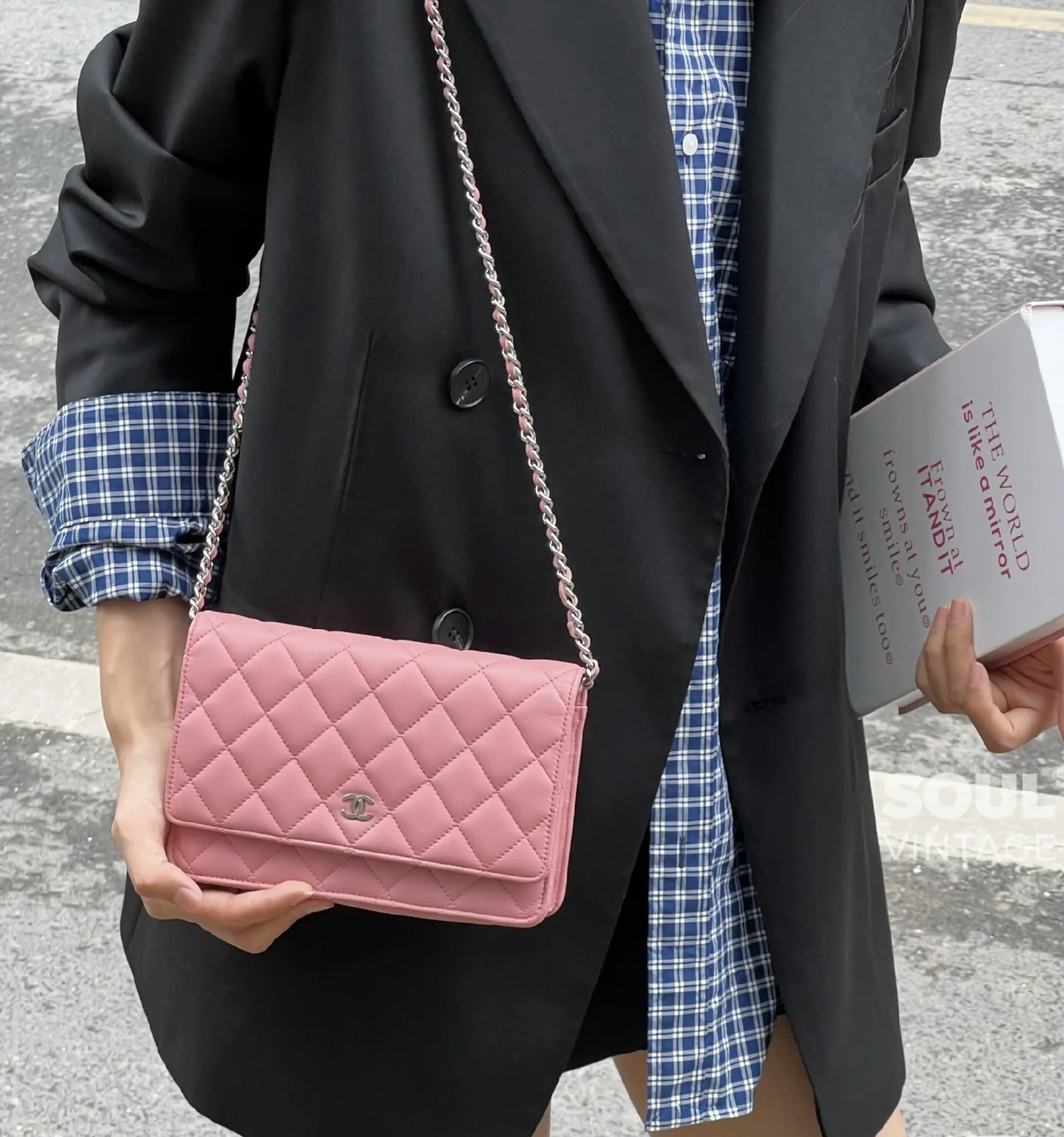 95新 Chanel/香奈儿 泡泡专属/香奈儿粉色发财woc斜挎包/95新