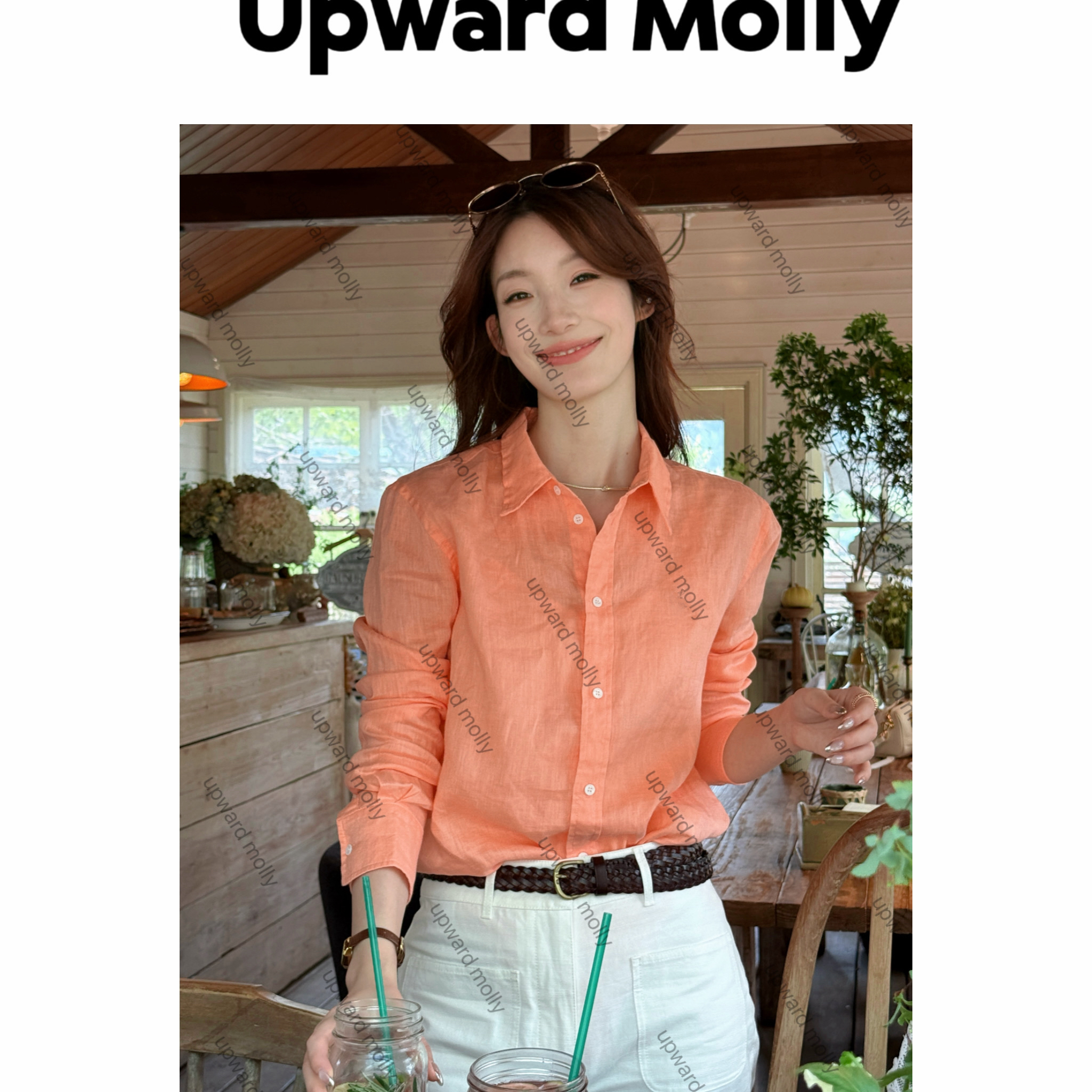 Upward Molly【意式优雅】静奢极简重工肌理感亚麻长袖衬衫