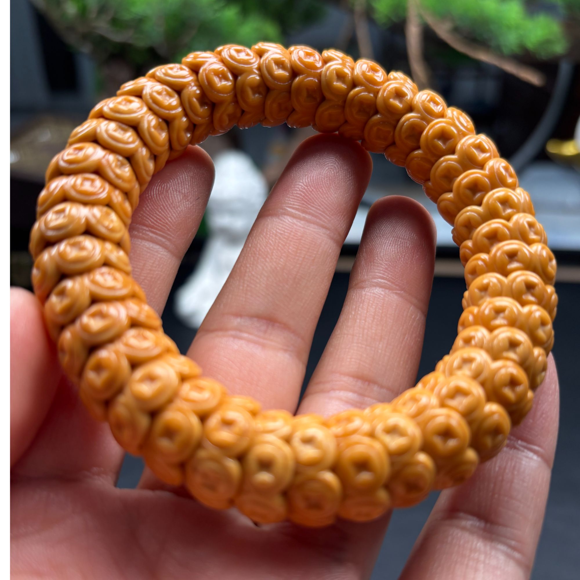 精工手工雕刻猴头核桃金文玩手串