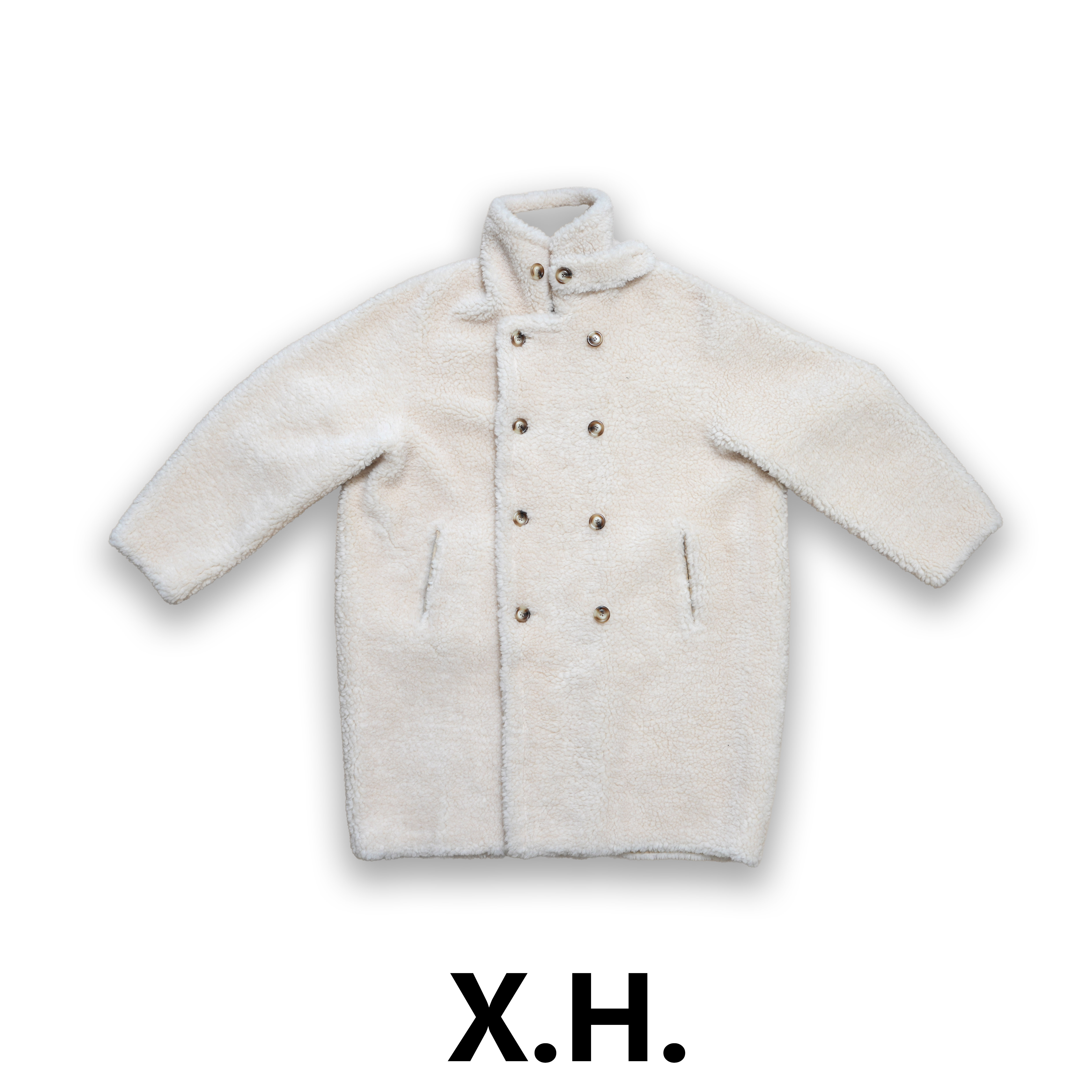 【刘小黑】双排扣颗粒绒保暖两面穿厚羊毛外套（干洗）