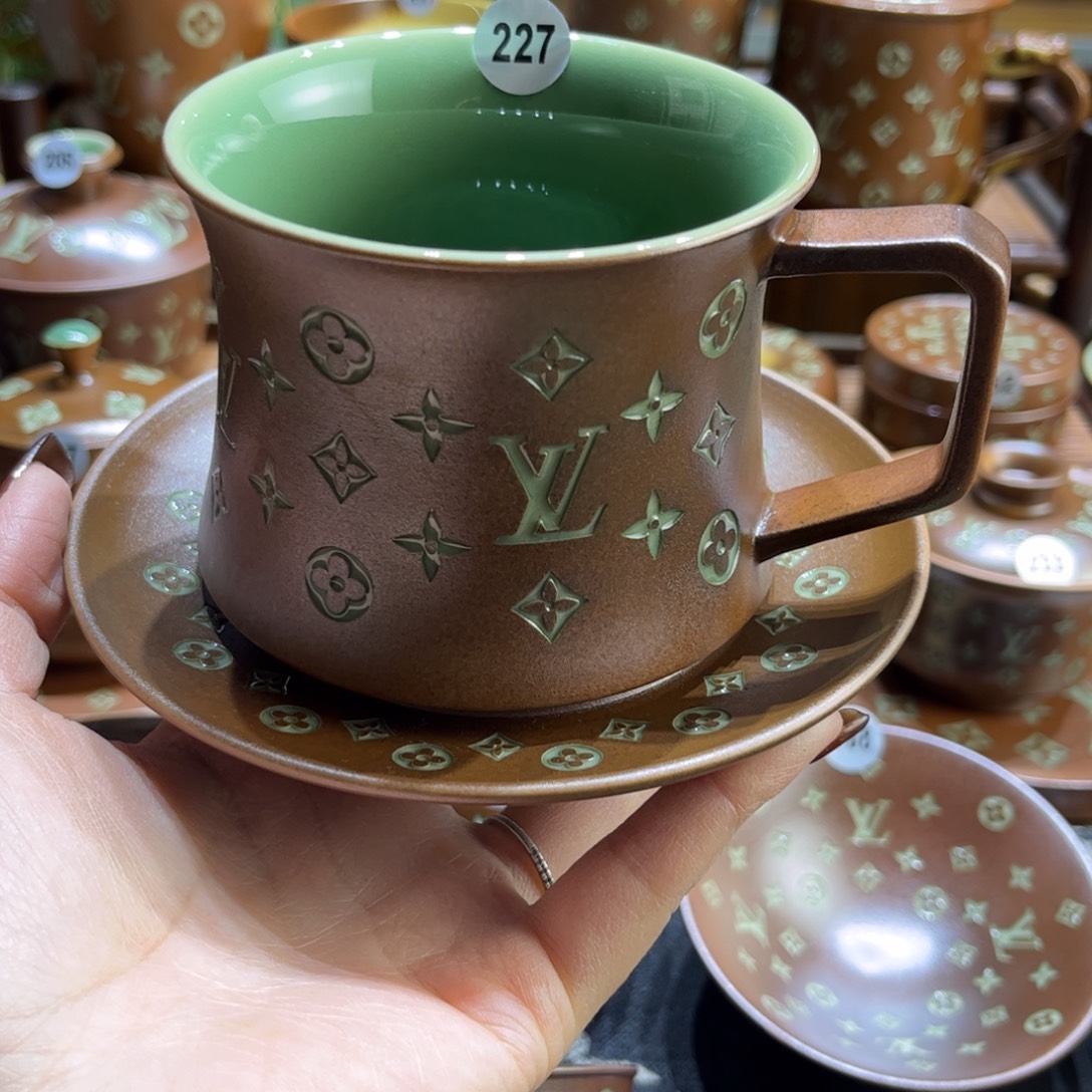 ༄***⠁草木灰老花咖啡杯