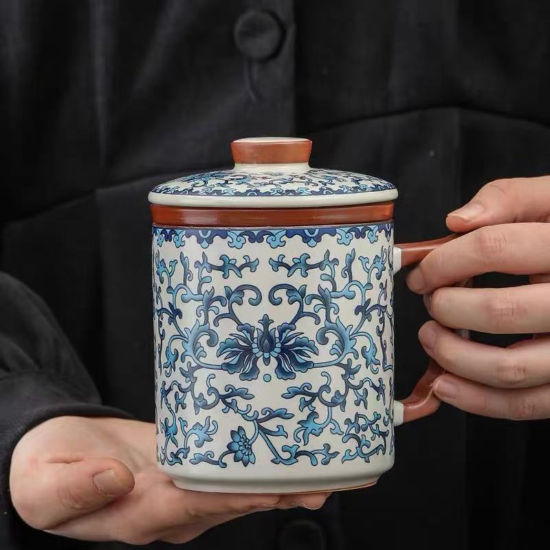 w3337缠枝莲办公茶杯