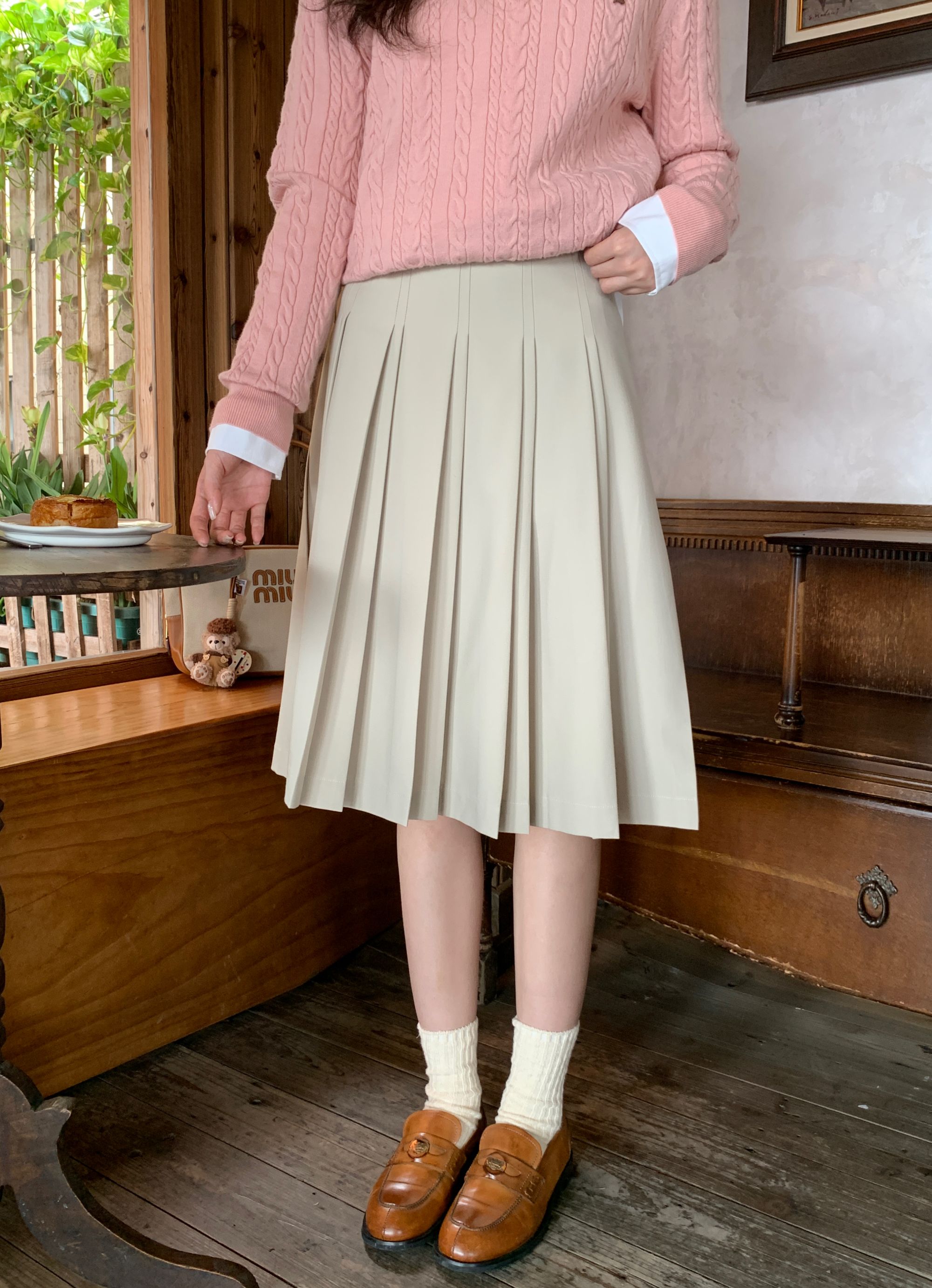 Even一雯【高智限定】韩系高智感百搭高腰百褶日常好看中长半身裙