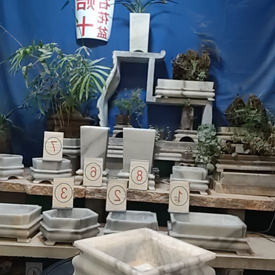 天然大理石花盆16x16