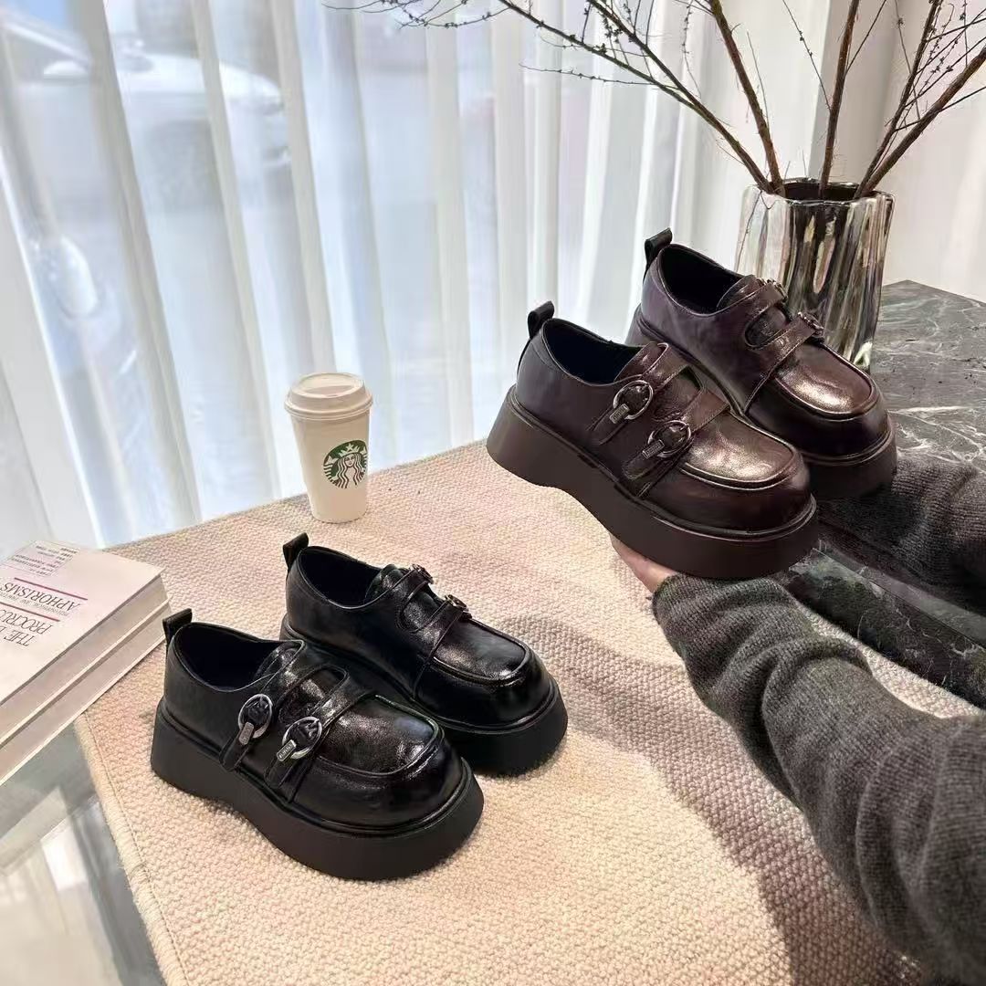 乐福鞋软底软面妈妈鞋秋季休闲单鞋圆头英伦风复古