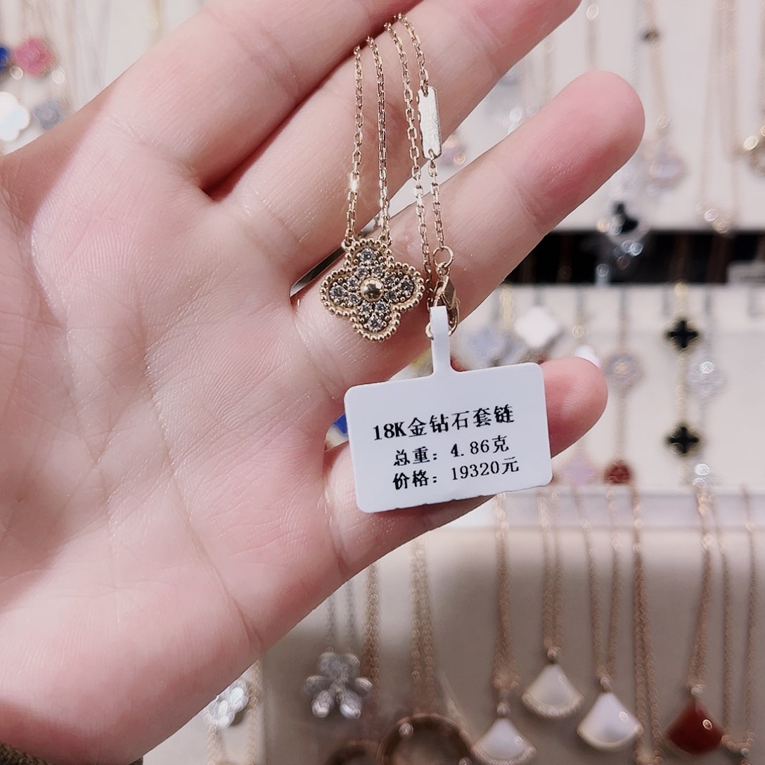 钻石颈饰18K金镶嵌k玫