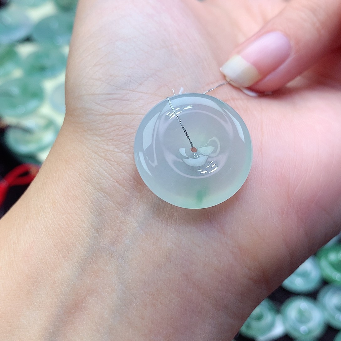 翡翠颈饰18K金镶嵌75尺寸22.7-5.9