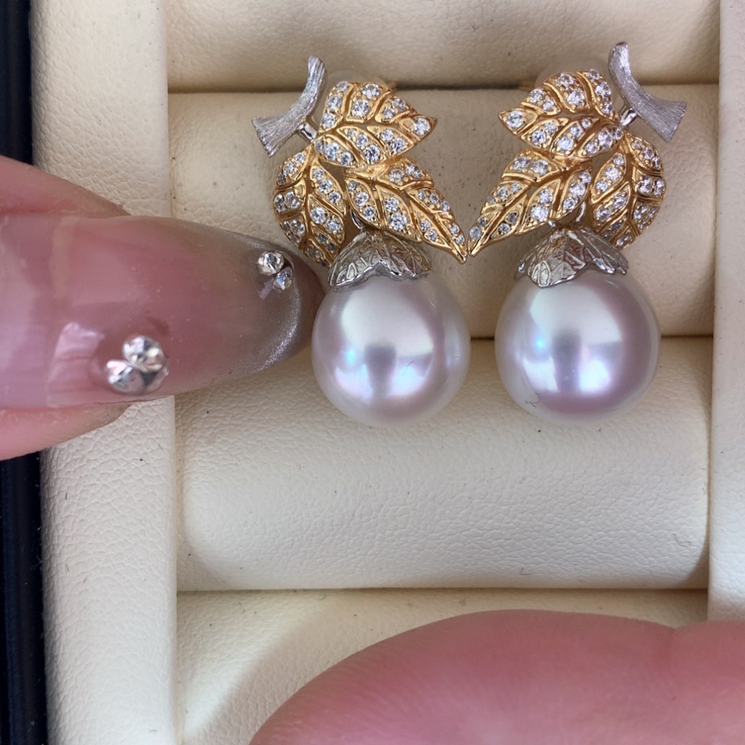 海水珍珠耳饰银S925镶嵌