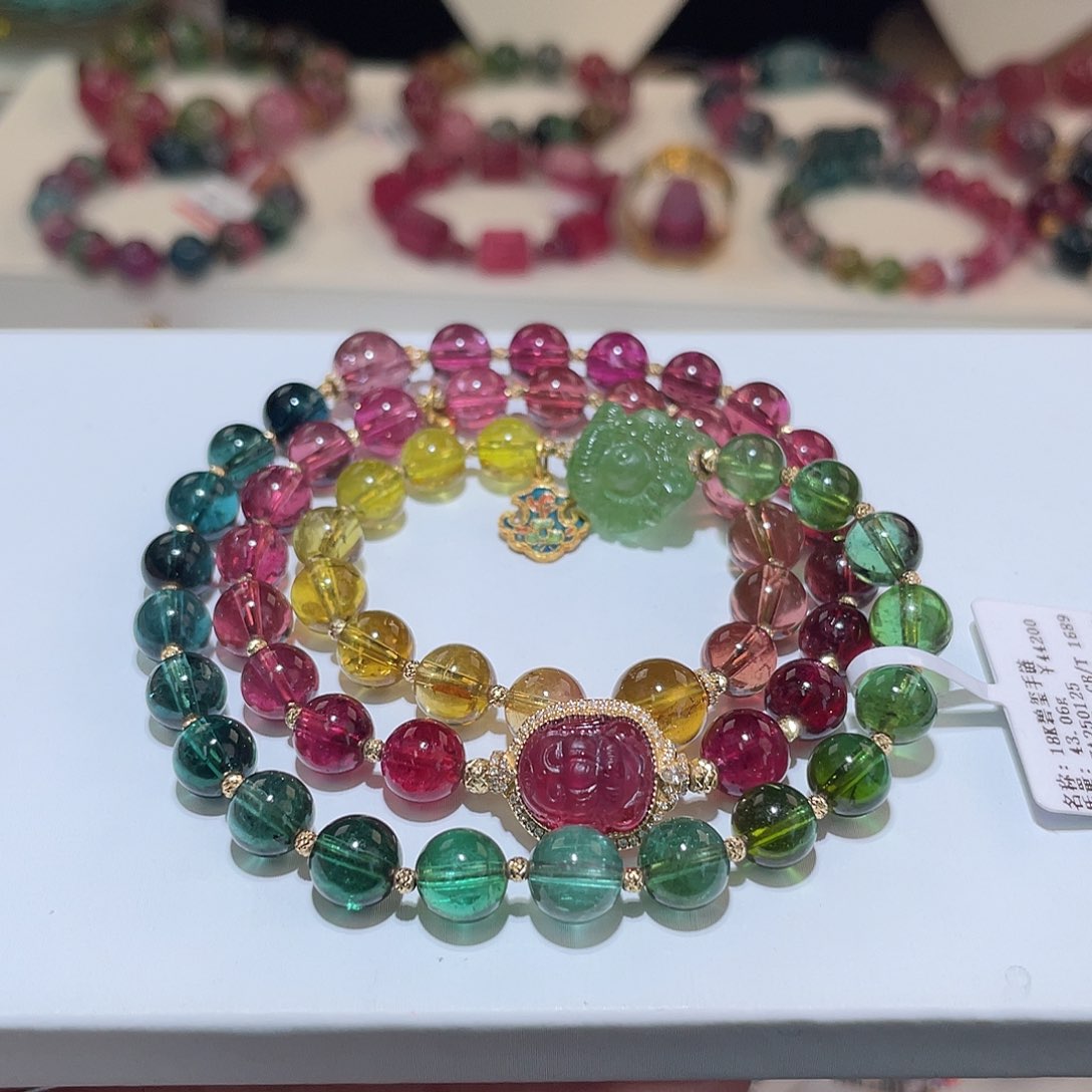 碧玺手链18K金镶嵌碧玺手链