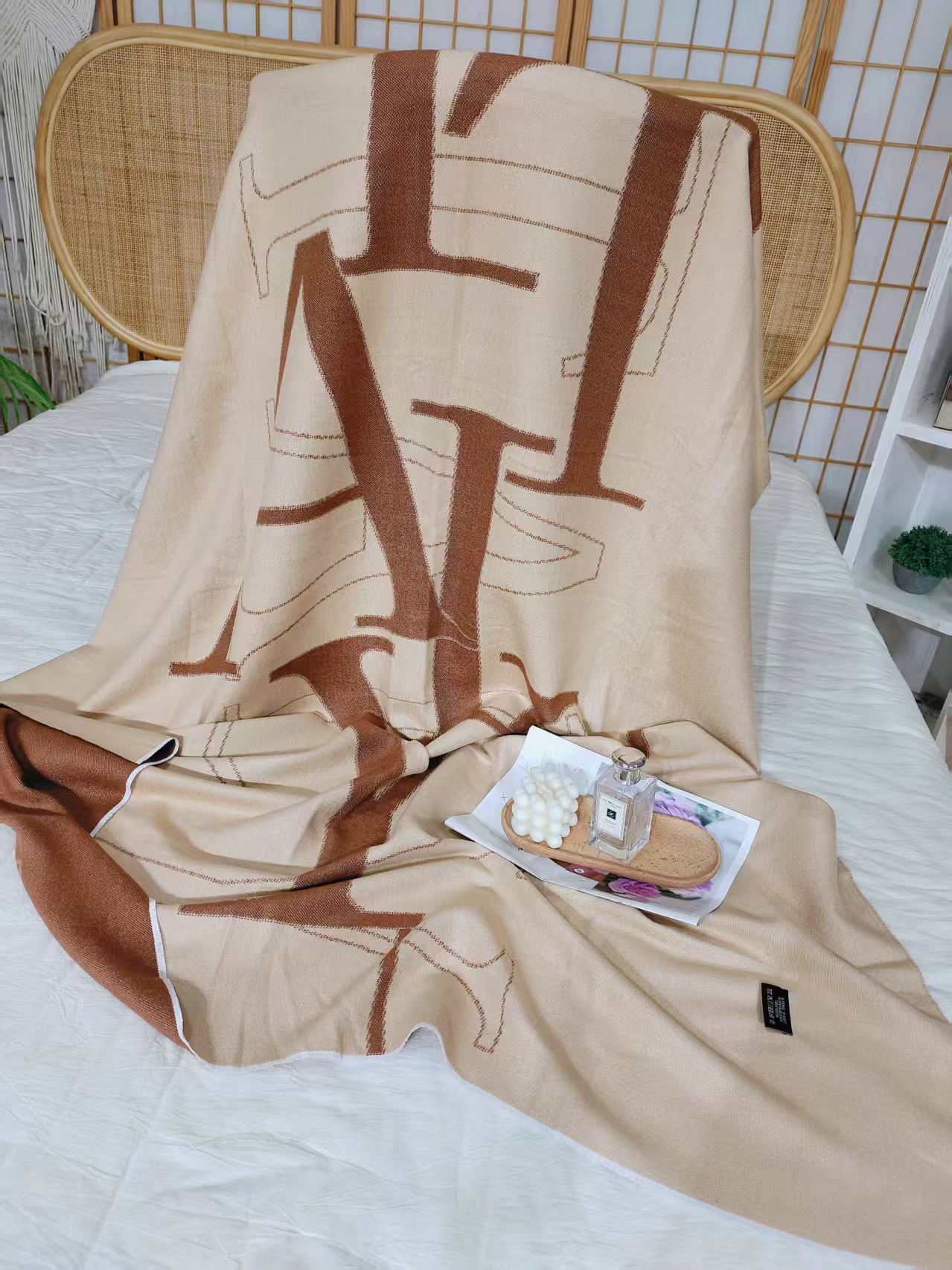 高定棉羊绒四季休闲毯130*160微瑕～A78