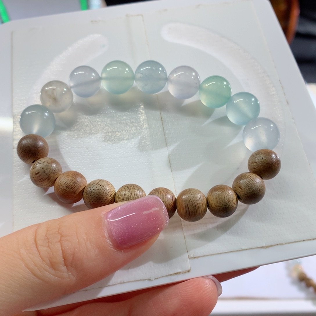 翡翠手串未镶嵌卡10半串多宝手串