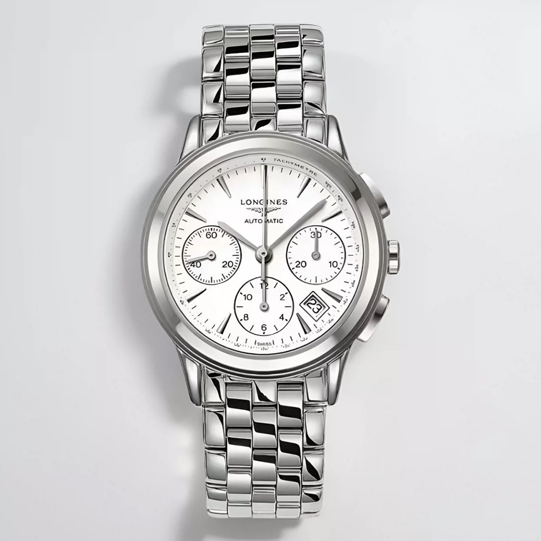 99新 Longines/浪琴 军旗803/三眼计时/自动机械表表径39mm