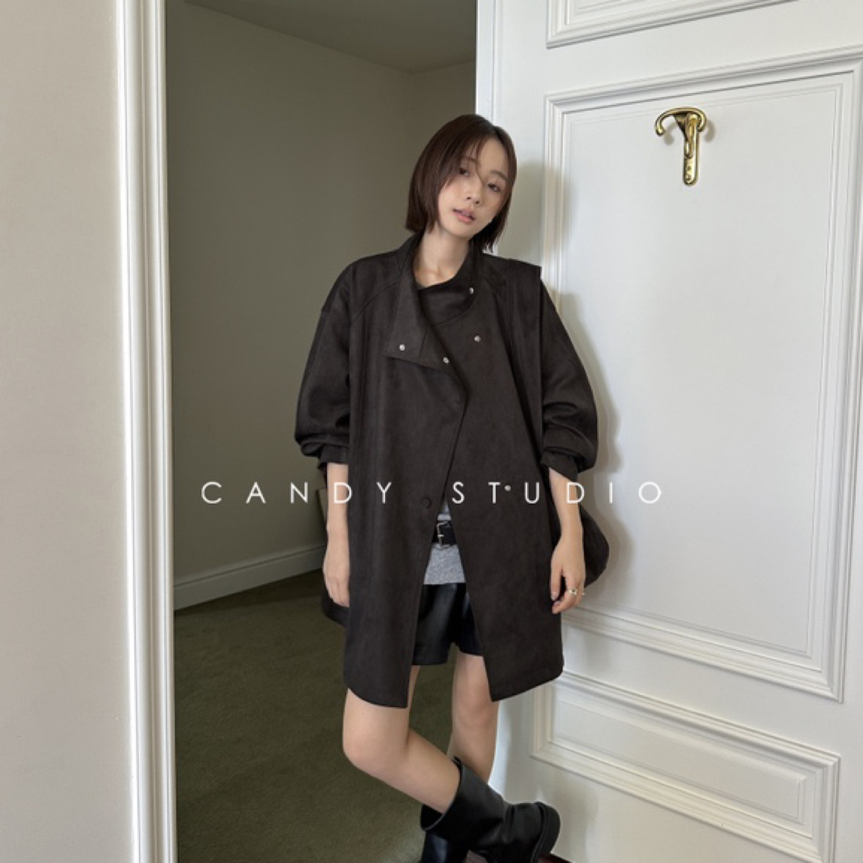 3553复古美拉德立领气质中长款宽松休闲女式风衣秋季外套229