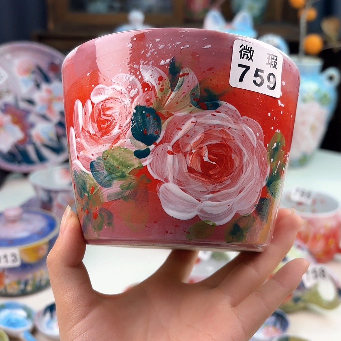 景德镇手绘高温釉下彩陶瓷茶具