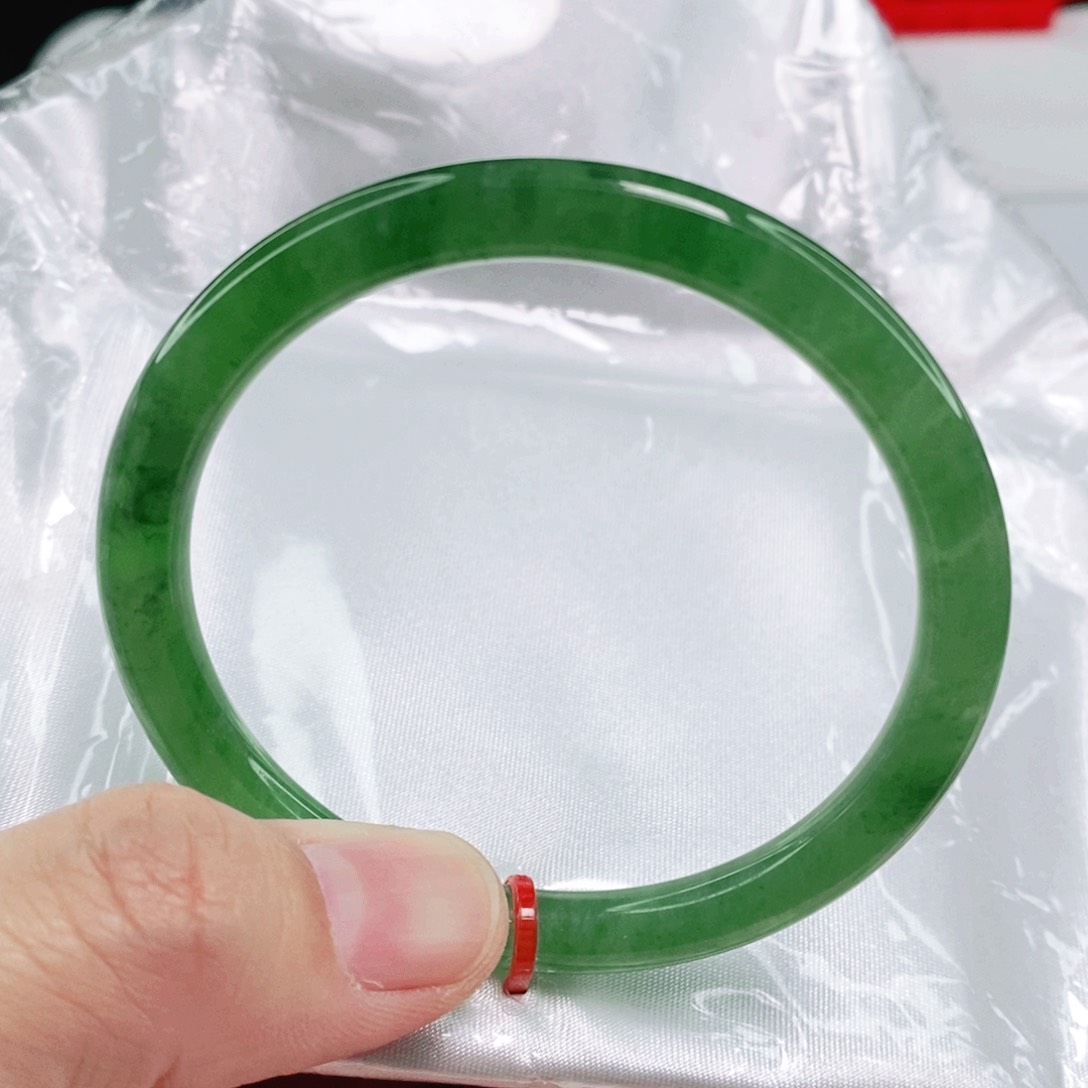 未镶嵌手镯翡翠53.8圈口圆条