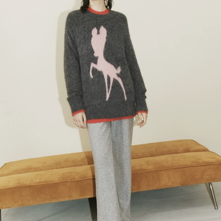 7936小鹿提花宽松肌理感毛衣