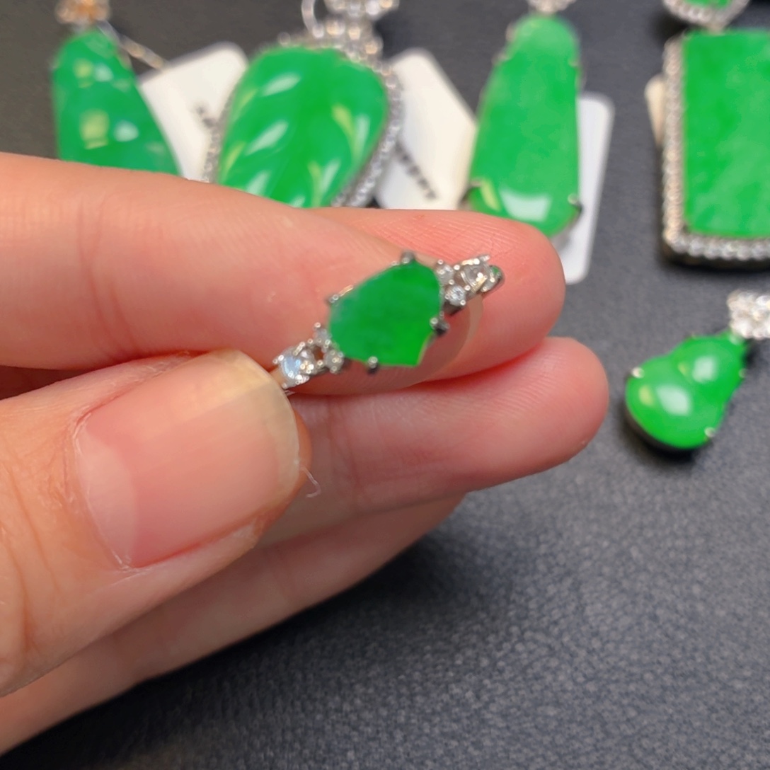 翡翠银S925镶嵌吊坠(不含链)戒指