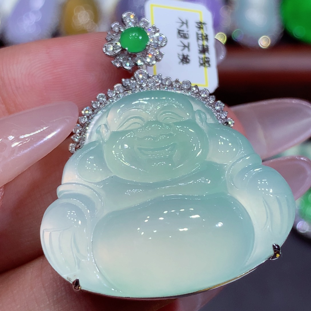 翡翠18K金镶嵌吊坠(不含链)