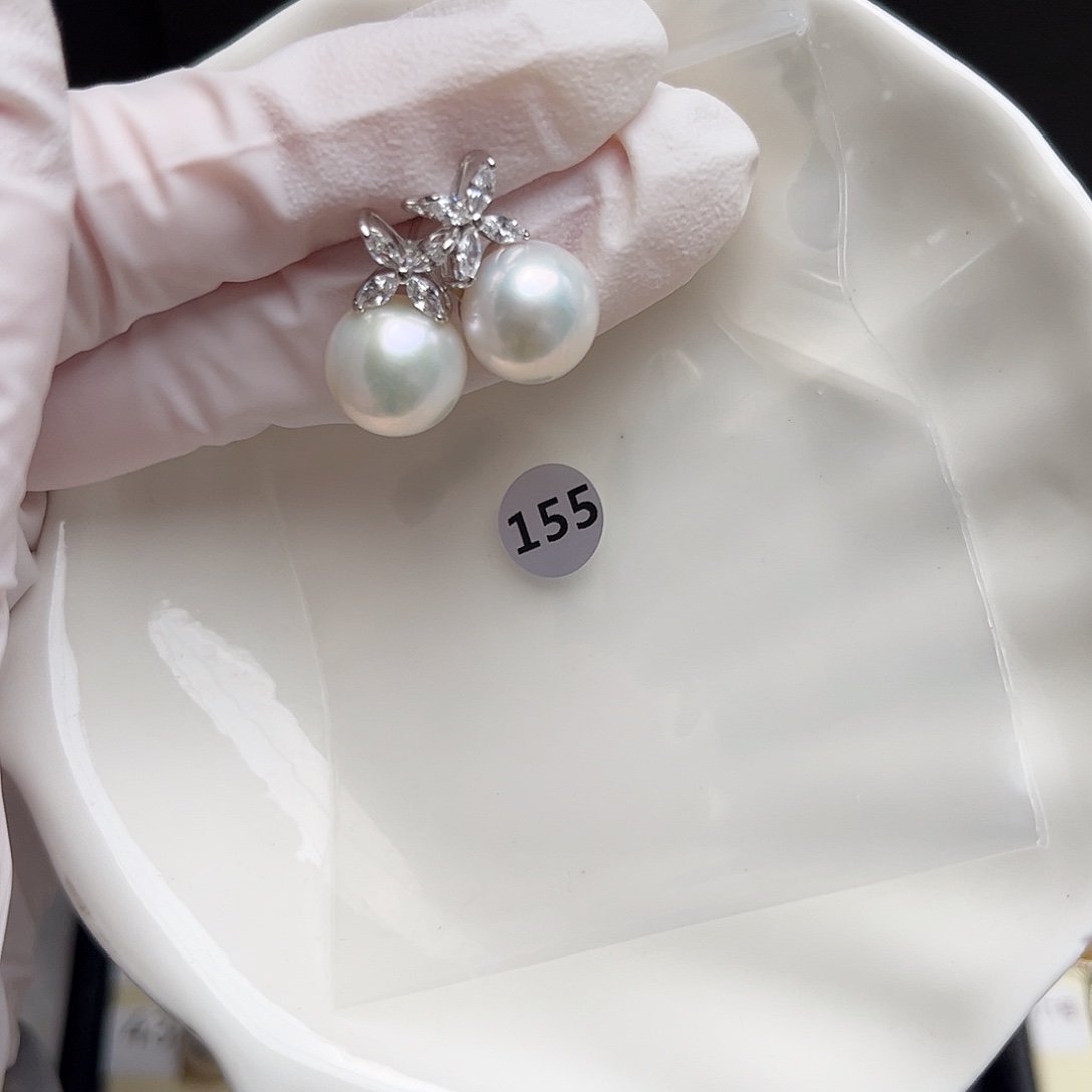 花***H银S925镶嵌耳饰淡水珍珠