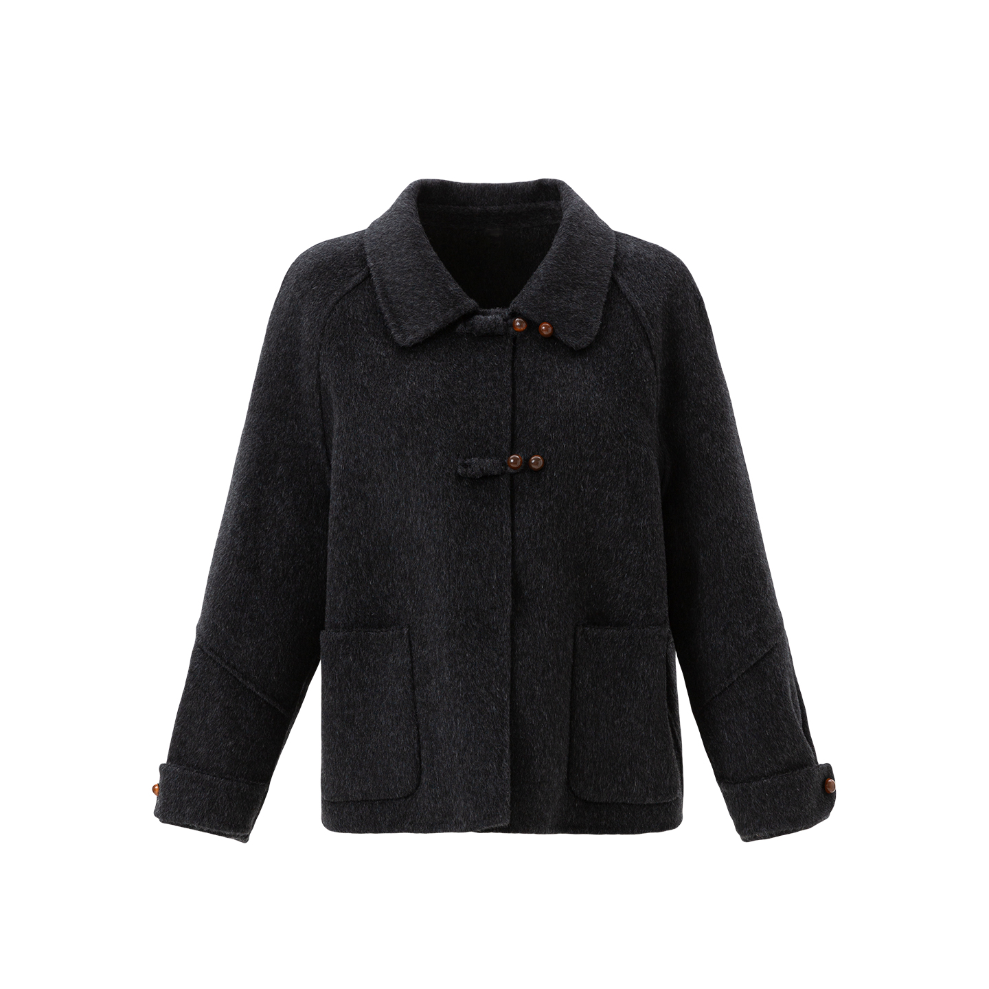 [iditto]时尚百搭翻领短款双面羊毛大衣冬季新款毛呢大衣DFSS802