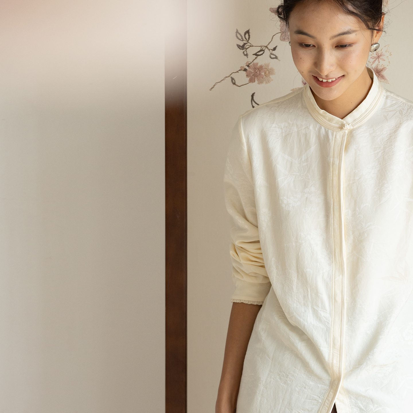 牧衣游原创重磅28姆米提花丝棉衬衫通勤简约百搭保暖衬衣 古尔