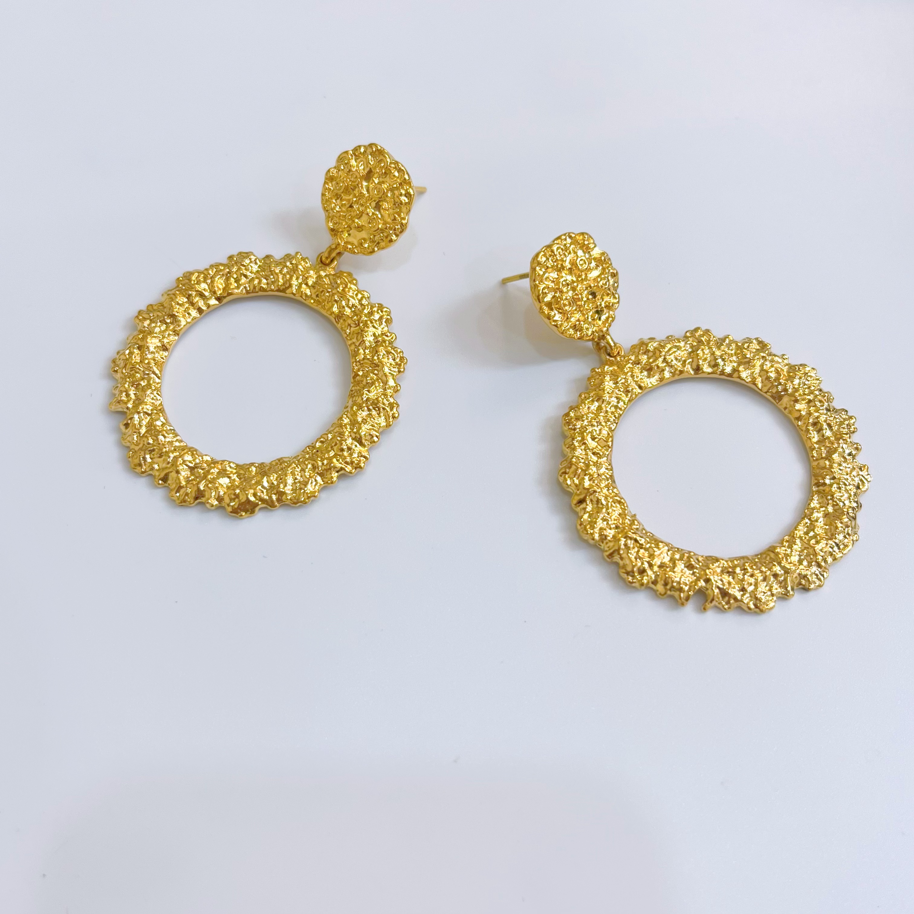 【甜甜圈碎冰冰耳钉】足金999黄金5D无氰满框碎冰冰百搭时尚耳钉