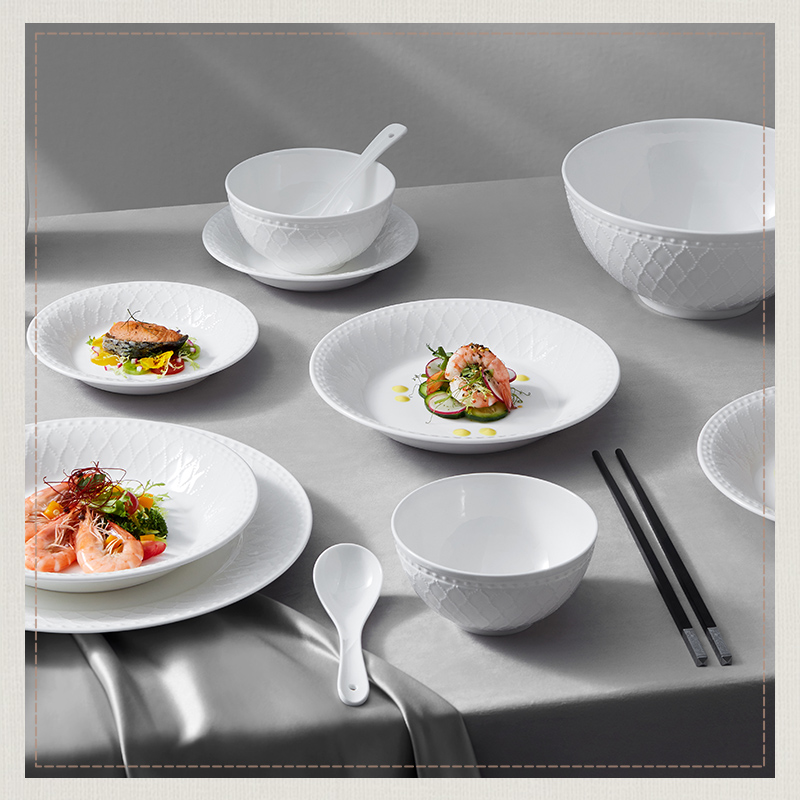 玛戈隆特 枫丹白露散件 纯白轻奢餐具中式简约碗碟盘勺子家用盘子