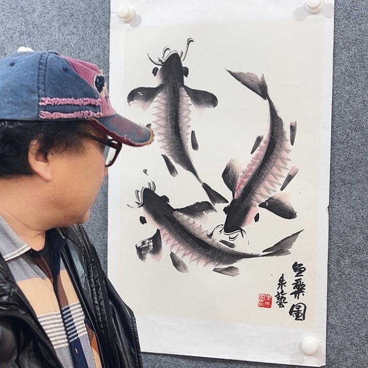 国画知鱼之乐纯手绘