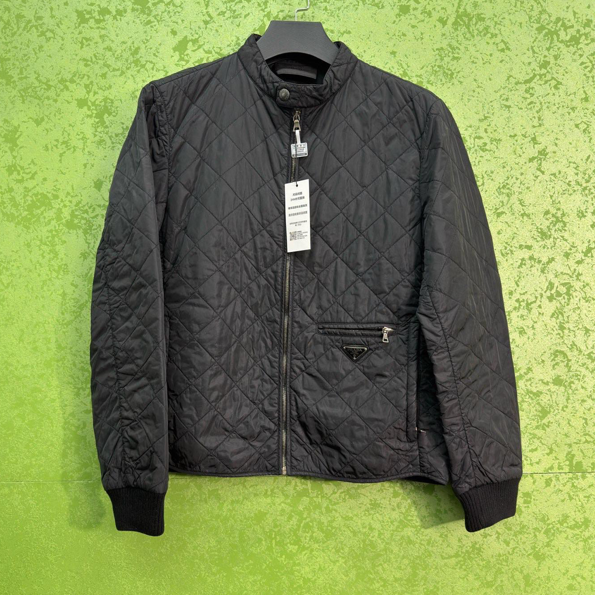 99新 Prada/普拉达 菱格纹三角标棉服夹克/50/工价26800/98新