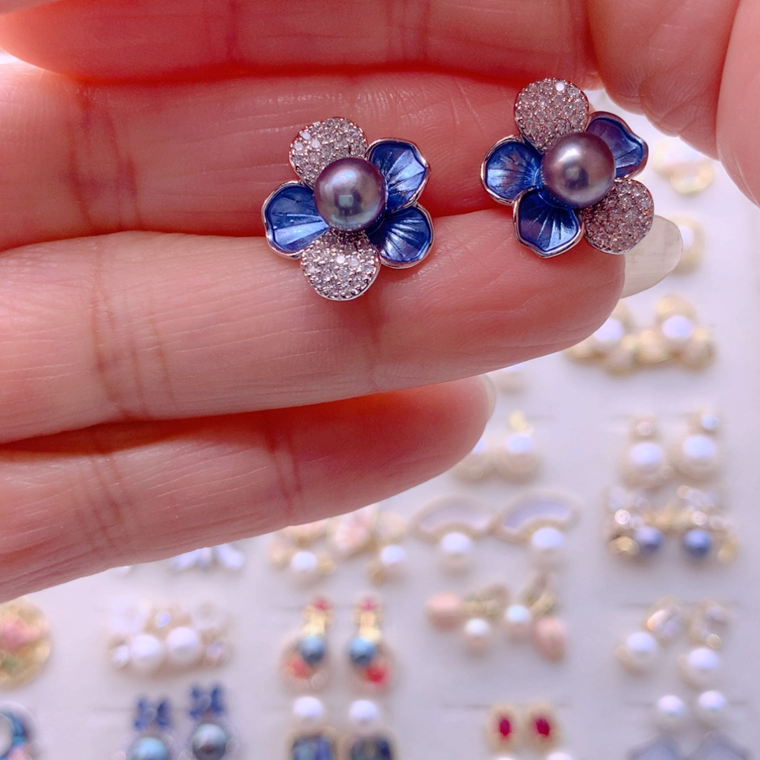 淡水珍珠耳饰合金