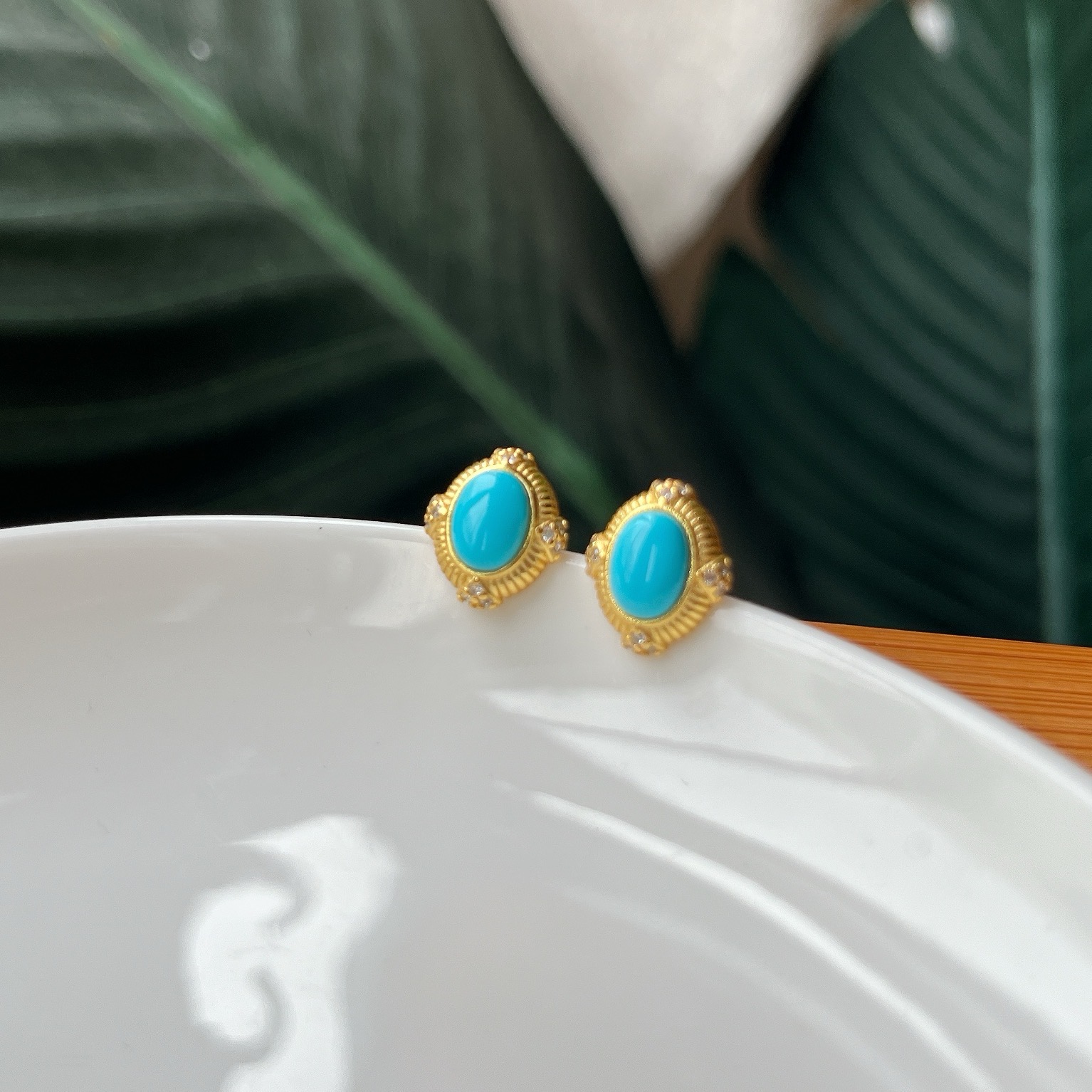 【珠宝厂长】约5*7mm美松S925银耳钉