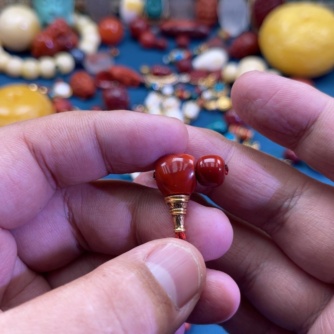 作***～南红玛瑙18K金镶嵌珠宝奇石44