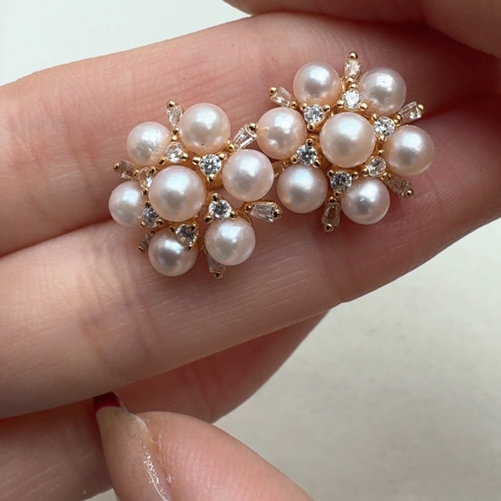 海水珍珠耳饰银S925镶嵌