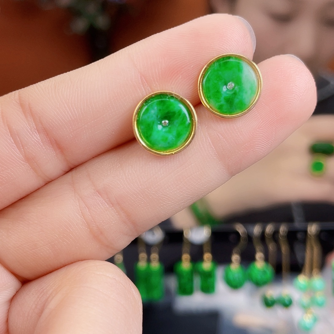 翡翠银S925镶嵌耳饰