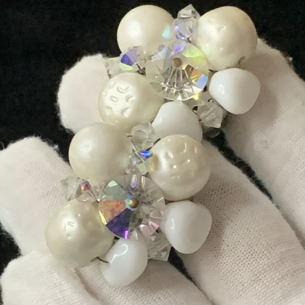 合金耳饰 中古无标vintage欧洲回流串珠耳夹