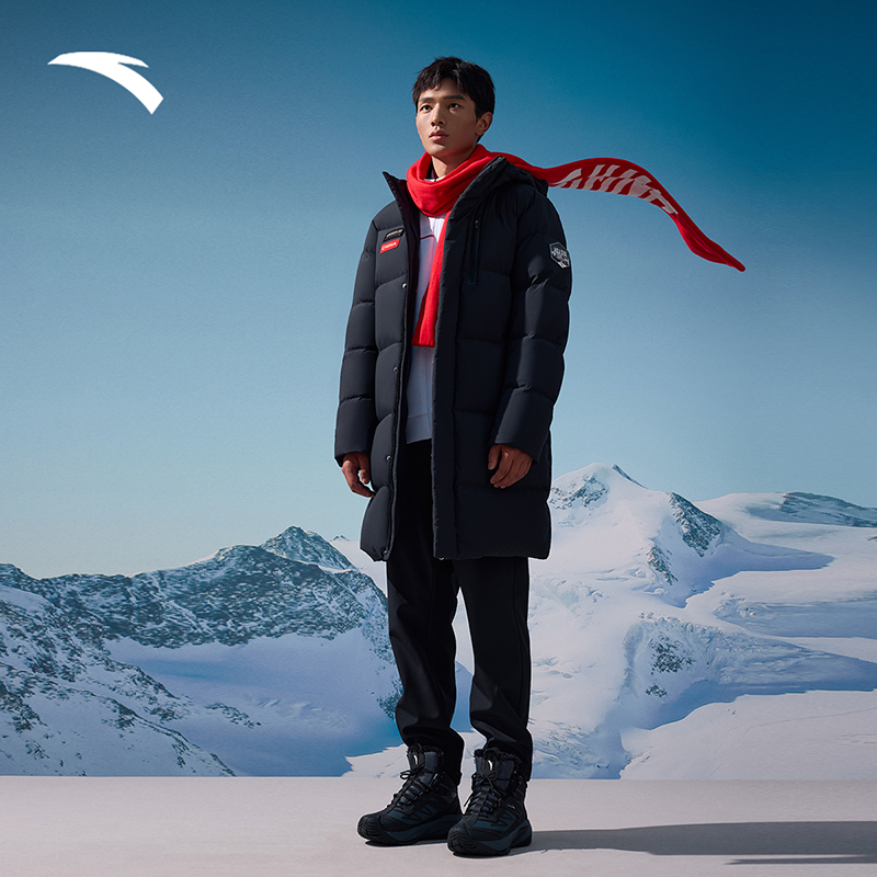 安踏新国标90绒 冰甲羽绒丨中长款防风男冬季防泼水棉服外套